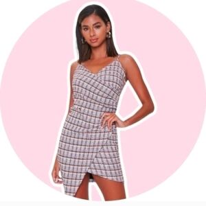 Almost Famous Cotton Blend Tweed Dress with Asymmetric Hem